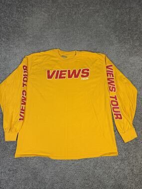 Views Tour Shirt Mens XL Yellow VIEWS Tour Long Sleeve Crew Neck Tagless